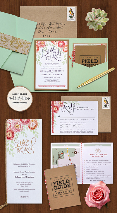Wedding Invitation Suite for our Rustic Mountain-top Wedding branding collateral event branding event design graphic design invitation design invitation set invitations print design print layout print production stationery visual design watercolor wedding wedding invitations weddings