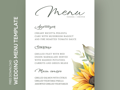 Sunflower Wedding Menu Free Google Docs Template docs document free google docs templates free template free template google docs google google docs google docs menu template marriage menu menu template nuptials restaurant sunflower sunflower menu template wedding wedding menu wedding menu template