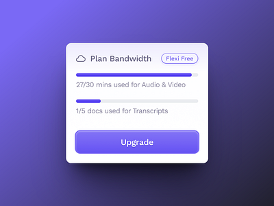 Bandwidth Card bandwidth card progress bar subscription plan ui upgrade web