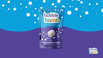 Bubble Bomb Bottle Cleaner bomb bottle branding cleaning cleaning tablets design graphic design illustration inspiration inspo label design packaging design product design retail packaging design soap tablets