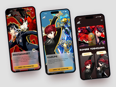 Persona 5 Mobile App Design Concept 🎮 anime console figma gamer gaming ios mobile app mobile design persona 5 playstation switch ui design ui trends uiux user interface video games web design website xbox
