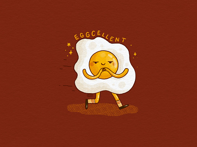 Eggcellent 2d breakfast character egg excellent fried illustration