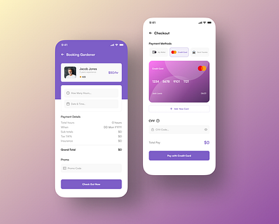 Gardener Booking App bookingapp checkout gardener mobile design