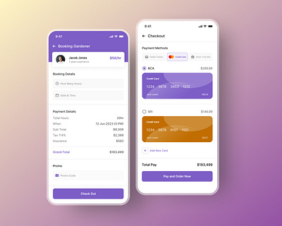 Gardener Booking App bookingapp checkout gardener mobile design