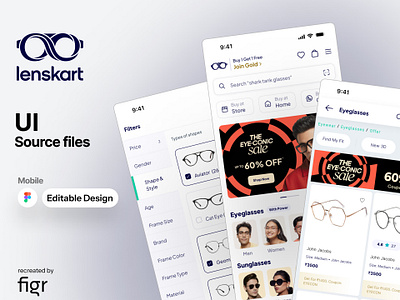 Make Lenskart UI your own app design branding design editable eyewear fashion fashion app figma free kit landing page lenskart mobile app mockup modern ui template ui ui kit ui ux website