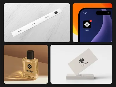 Flora Perfume Logo Design | bento grid app bento bento grid bottle branding dashboard framer graphic design grid illustration landing page logo logotype mockup motion perfume perfume mockup ui ux webflow