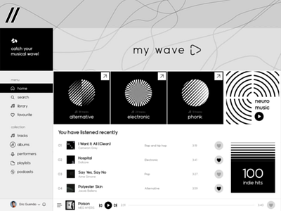 Music Player Web App app branding dashboard design graphic design interface logo music player purrweb streaming ui ux web app web design web ui