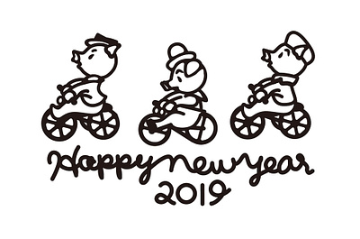 Illustration of three little pigs as a New Year's card illustration