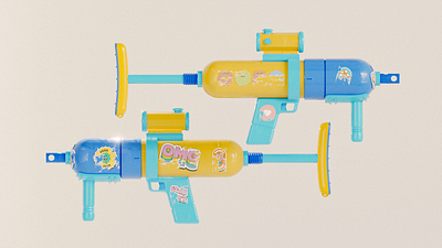 Water Gun 3d blender cute graphic design illustration sticker toy