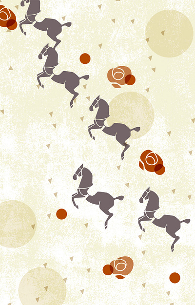 Illustration of horses as a new year's card illustration