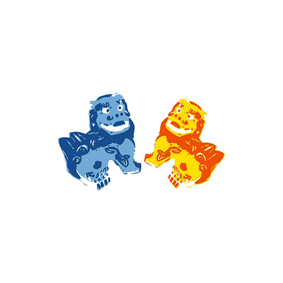 The Shisa -Okinawan lion dog statues. illustration