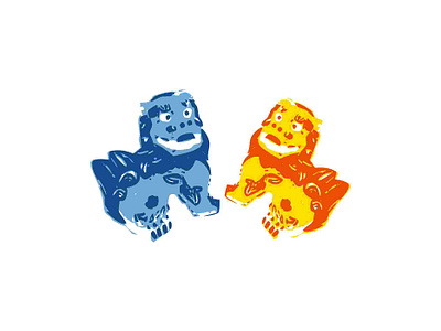 The Shisa -Okinawan lion dog statues. illustration