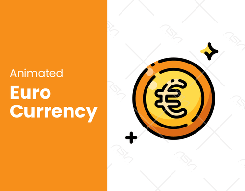 Animated Euro Currency Symbol, Vibrant, Decorative Elements loopable