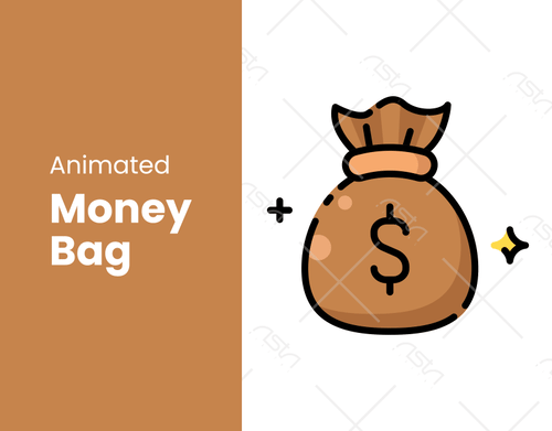 Animated Sack of Money Depicted With Dollar Symbol And Sparkle sparkle