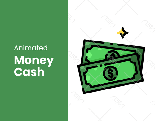 Animated Green Bills Represent Money, Financial Theme profit