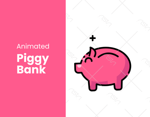 Animated Pink Piggy Bank With a Bouncing Gold Coin currency