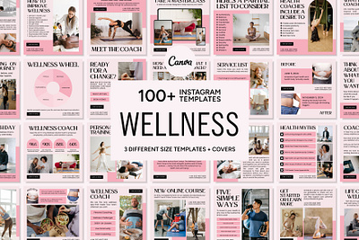 Wellness Pink Template 3d animation branding design graphic design illustration instagram cover instagram feed instagram icon instagram post instagram story instagram templates life coach logo motion graphics self care ui ux vector wellness coach