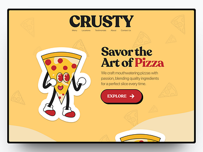 Crusty - Pizza Restaurant Website branding cafe design food graphic design illustration landing page logo pizza restaurant ui vector web design website