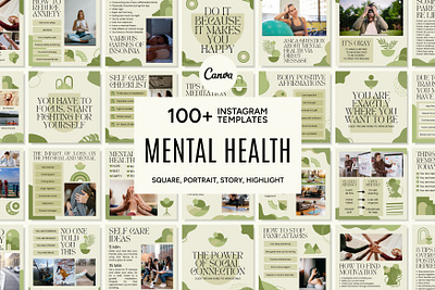 Mental Health Green Template 3d animation anxiety branding depression design graphic design illustration instagram bundle instagram feed instagram pack logo mental health motion graphics psychology ui ux vector