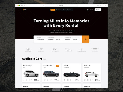 Car Rental Service booking car design rental ui ux vehicle web