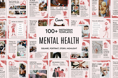 Mental Health Pink Template 3d animation branding design graphic design illustration logo mental awareness mental disorder mental health mental illness mental wellness motion graphics social media bundle social media pack social media post social media story ui ux vector