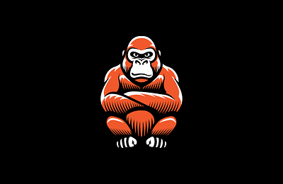 Bossy Gorilla angry ape apex boss branding face funny gorilla joy logo mascot monkey red sitting vegetarian