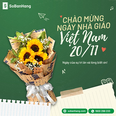 Sun Design: Happy VietNamese teacher day ads banner branding design graphic design illustration logo poster thietke thietkedohoa ui