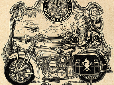 HOT RALLY MURCIA CHAPTER biker david vicente design digital art illustration indian inking kustom kulture motorcycle