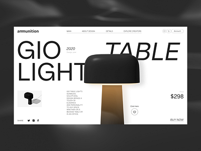 Gio table light website 3d composition design furniture graphic design lamp light table ui