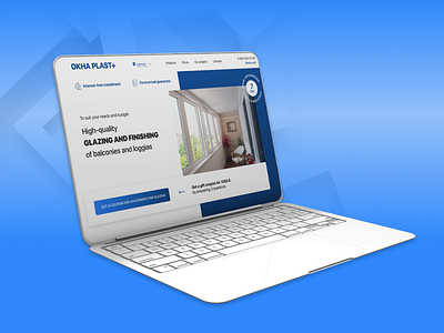 Okna plast blue clean glazing landing page manufacure service simple ui web windows