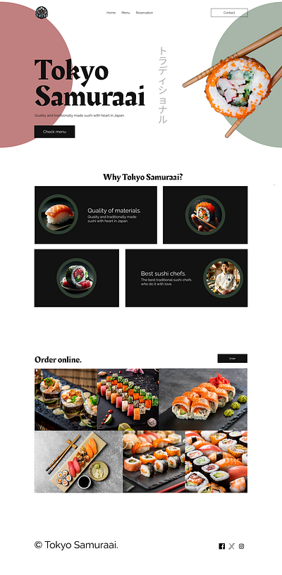 Tokyo Samuraai Sushi Bar figmadesign landingpage sushi sushibar tokyo ui webdesign