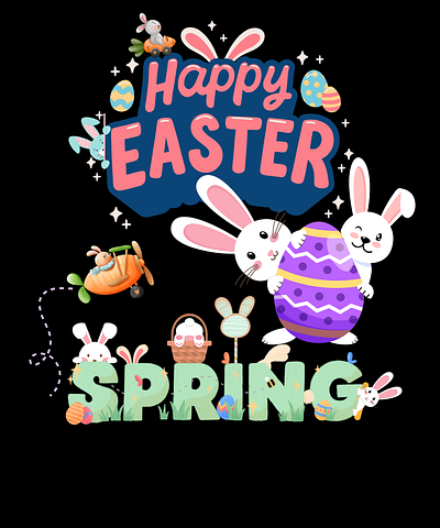 Happy Spring Easter | Vintage Design | Redbubble design digital art graphic design illustration illutration merch design spring easter typography