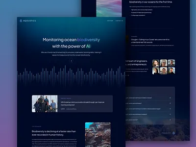 Aqoustics website acoustic ai dark listening machine learning ocean sea sound startup website