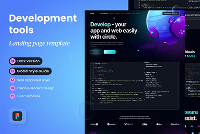 Circle - Development Landing Page app landing page design kit development website figma flowchart landing page landing page template mobile landing page product landing saas landing sketch software startup landing page theme ui kit web design mockup website design website template