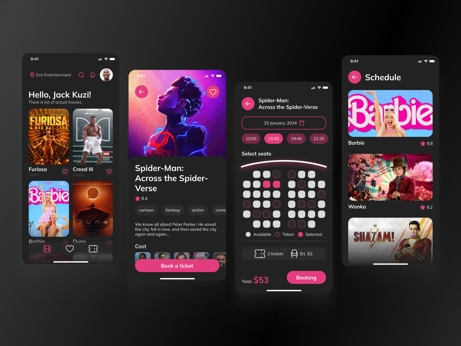 Cinema app concept branding concept design ui ux