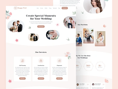 Wedding Planner Landing Page agency bride couple event floral groom homepage landing page landingpage marriage minimal planner ui web web design website website design wedding wedding agency wedding organizer