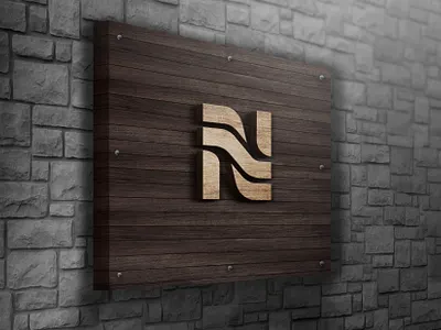 "N" Wodden Logo Mockup agency branding clothing company company logo consulting corporatedesign design illustration law lawfirm logo logodesign monogrampixel office realestate