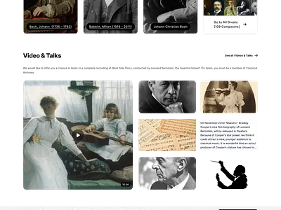 Classical Archive Music classical music design history landing page minimal music one page design ui user interface userexprience userinterface ux