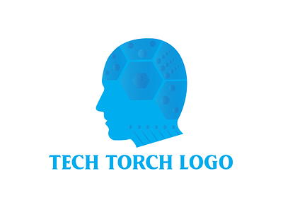 Tech Torch Logo Design. branding design graphic design head head logo illustration logo logos tech tech torch logo vector vectors