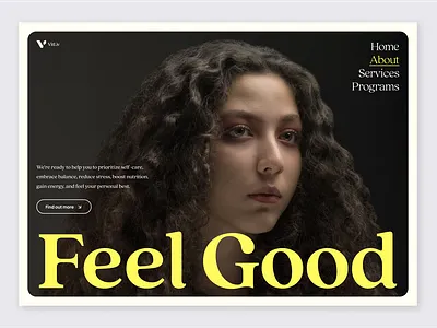 VitLiv - Wellness Website bold fitness health image landing page mental mental health nutrition photo typography ui web design website wellbeing wellness woman yellow