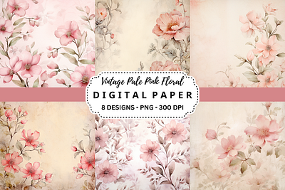 Vintage Pale Pink Floral Background tumbler wrap