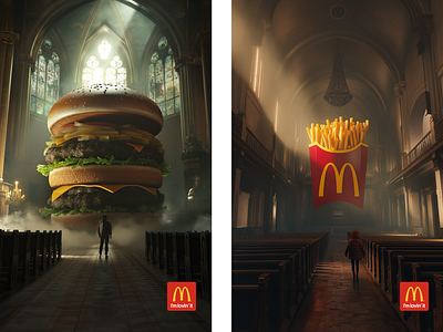 Holy Culinary Trinity bigmac branding burger cheesburger cheese church coca cola culinary delicious fast food food french fries mcdonalds poster poster design religion tasty trinity