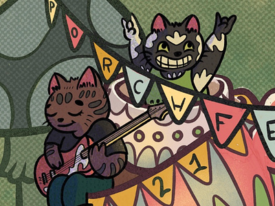 Porchfest 2021 adobe photoshop branding cat character design concert poster digital illustration graphic design illustration marketing porchfest print procreate social media