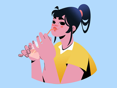 Drinking girl illustration drinking girl grain texture graphic design illustration illustrator inspiration modern soft trend vector