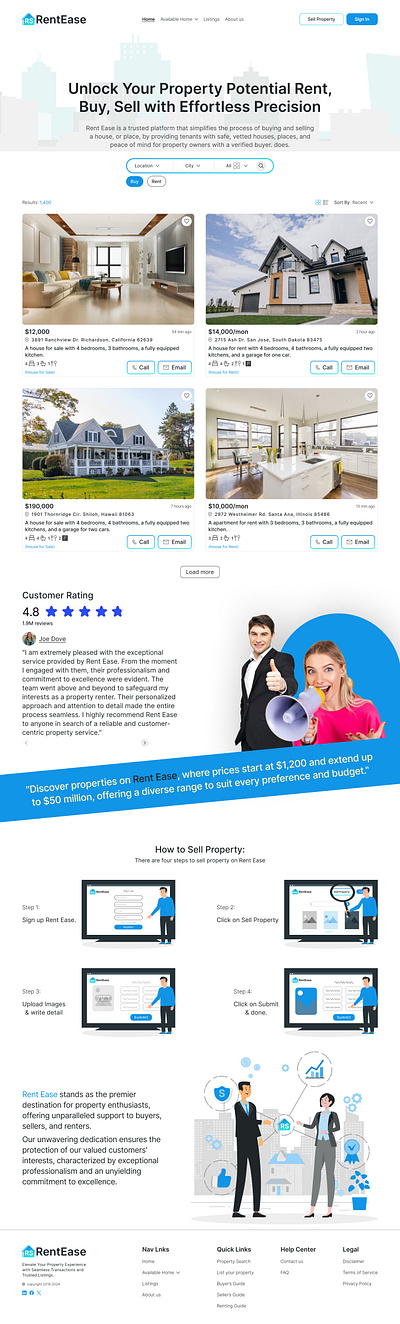 Landing page for property website graphic design landing page logo property ui uiux ux website