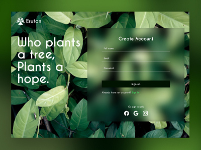 Sign up page 02 creative design figma graphic design nature sign up ui uichallenge web design