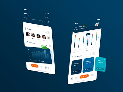 Dashboard App app application brand branding curve statistics graphics dashbaord date calendar meeting graphic design hybrid android ios illustrator ai peoples photoshop psd print designer schedule statut senior designer typo typography ui ux designer user profile