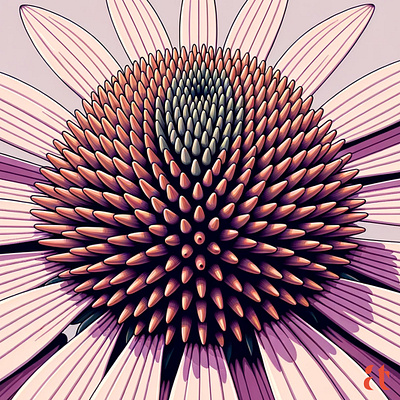 Echinacea Core by Aravind Reddy Tarugu aravind art artistic closeup coneflower contemporary echinacea floral geometry gradient illustration macro natural petal pink reddy structural symmetrical tarugu vector