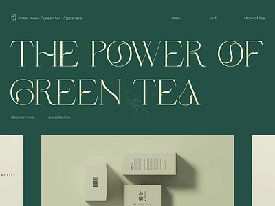 Tea Shop Website branding design graphic design green land page mockup preview sign tea typography ui ux vector web design