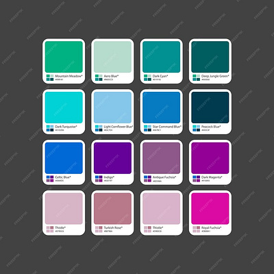 Eye-catching soft RGB color swatch with hex code color design